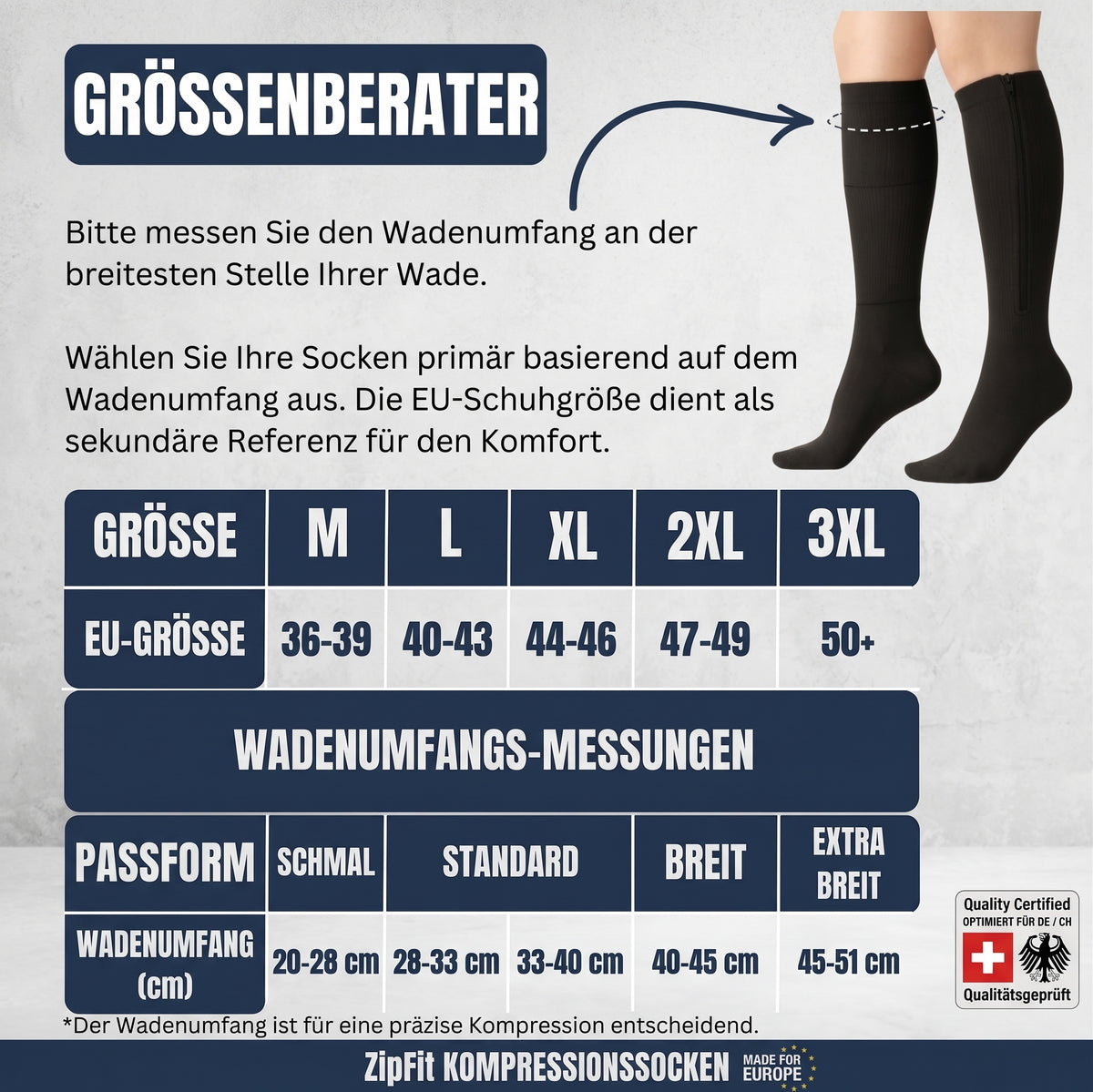 ZipFit Premium Kompressionssocken mit Reissverschluss