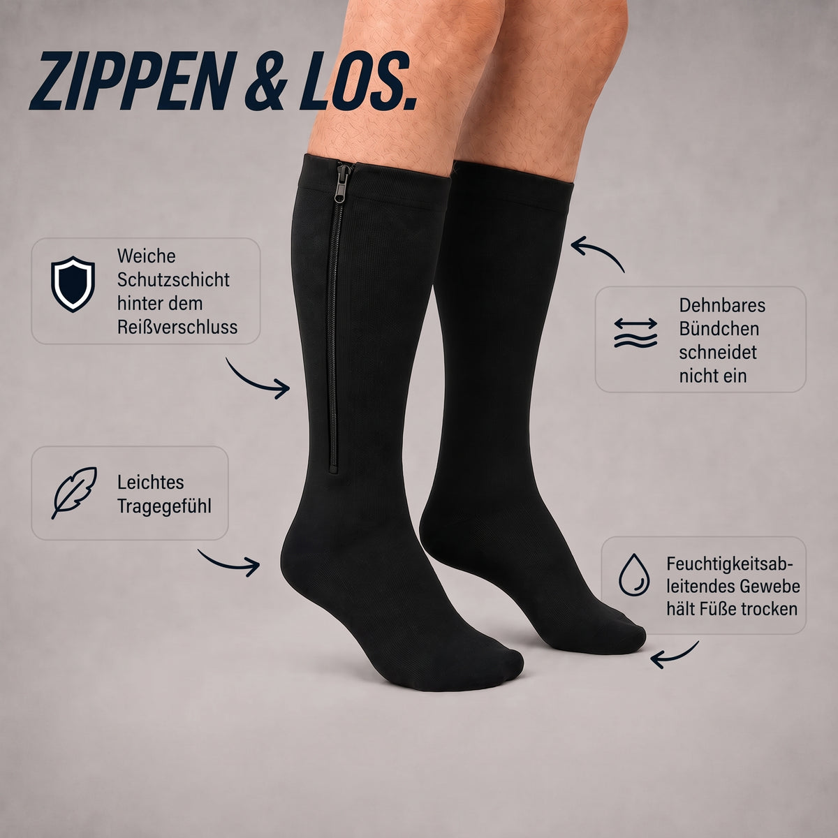 ZipFit Premium Kompressionssocken mit Reissverschluss
