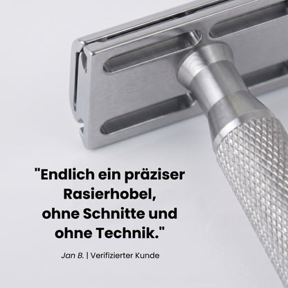 Kundenstimme: Endlich ein präziser Rasierhobel ohne Schnitte und ohne Technik
