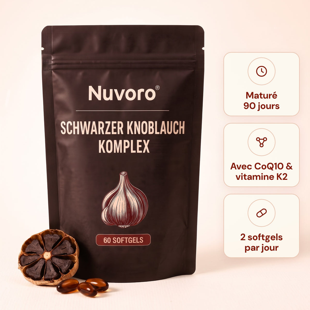 Nuvoro™ Complexe à l'ail noir en gélules molles