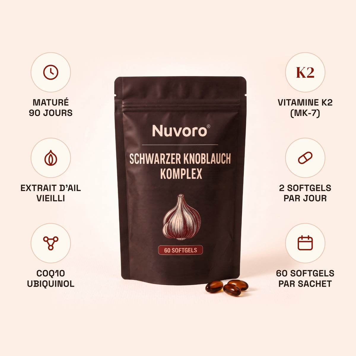 Nuvoro™ Complexe à l'ail noir en gélules molles
